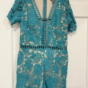 Love By Design Teal Lace Jumpsuit
